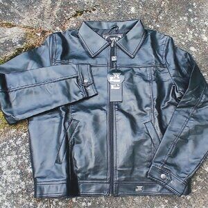 XL NEW Armani Emporio Collezione Men Faux Leather Zip Up Jacket